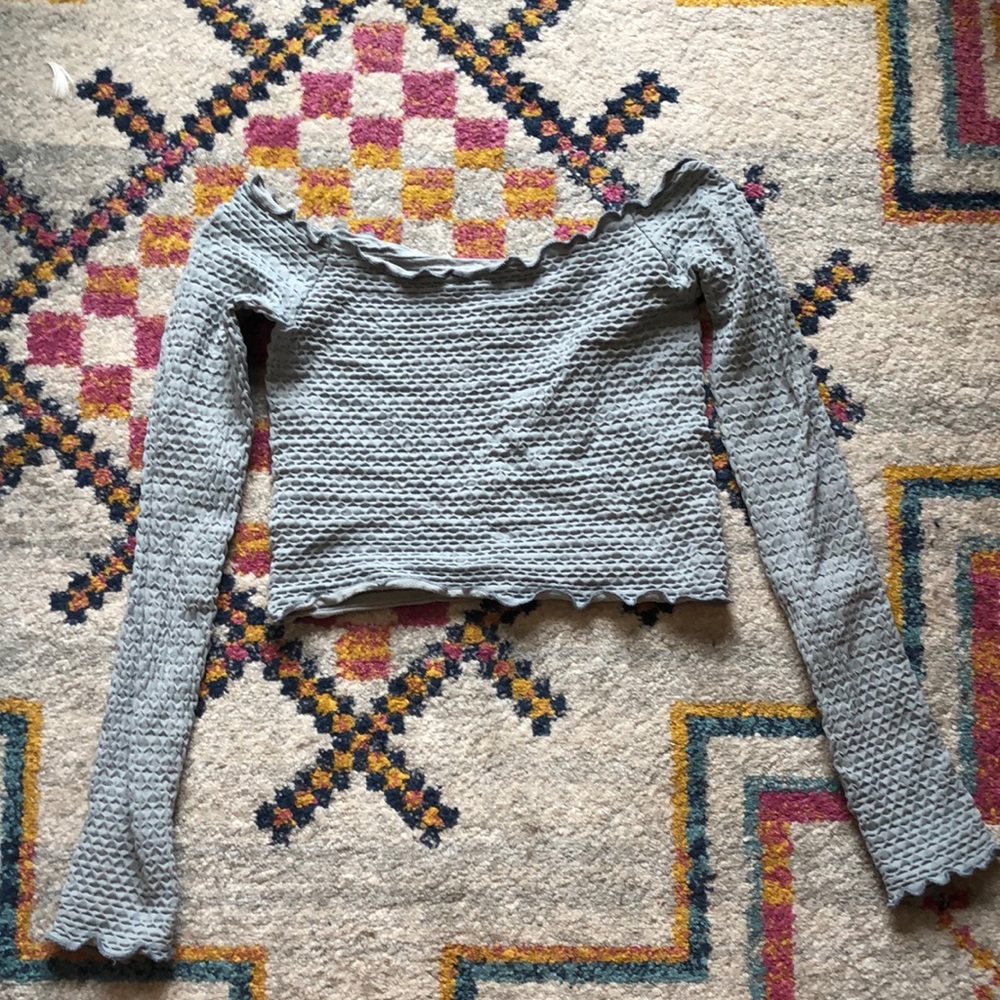 Free people intimately light blue long sleeve crop top size xs/s